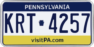 PA license plate KRT4257