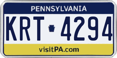PA license plate KRT4294