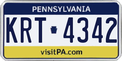 PA license plate KRT4342