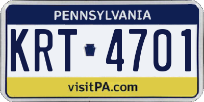 PA license plate KRT4701