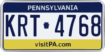 PA license plate KRT4768