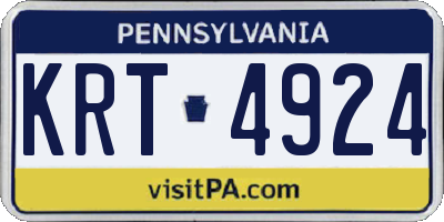 PA license plate KRT4924