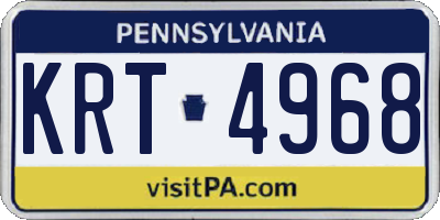 PA license plate KRT4968