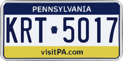 PA license plate KRT5017