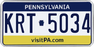 PA license plate KRT5034