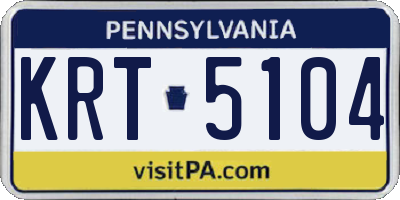 PA license plate KRT5104