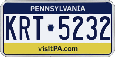 PA license plate KRT5232