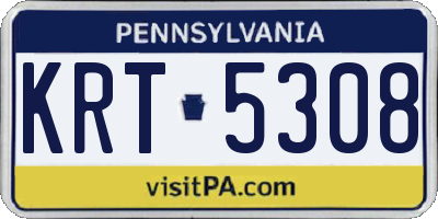 PA license plate KRT5308