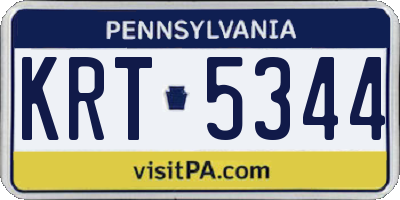 PA license plate KRT5344