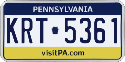 PA license plate KRT5361