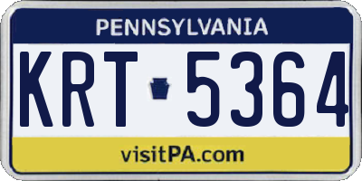 PA license plate KRT5364