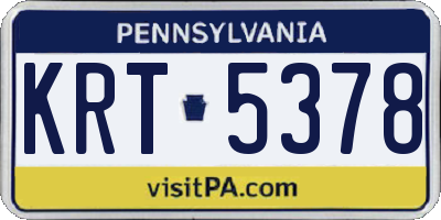 PA license plate KRT5378