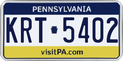 PA license plate KRT5402