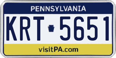 PA license plate KRT5651