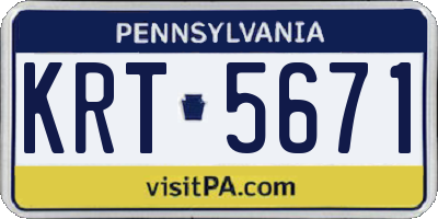 PA license plate KRT5671