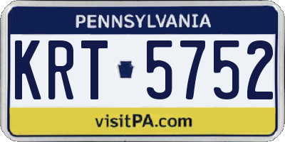PA license plate KRT5752