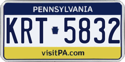 PA license plate KRT5832