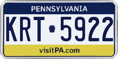 PA license plate KRT5922