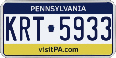 PA license plate KRT5933