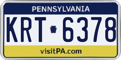 PA license plate KRT6378