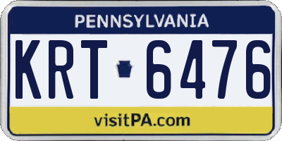 PA license plate KRT6476