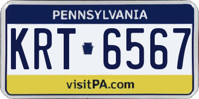 PA license plate KRT6567