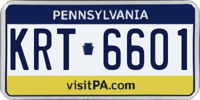 PA license plate KRT6601