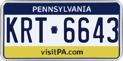 PA license plate KRT6643