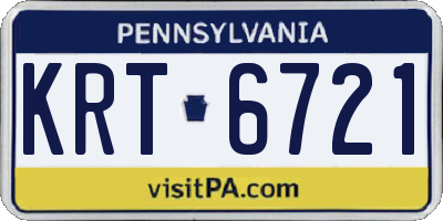 PA license plate KRT6721