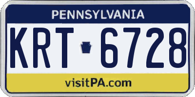 PA license plate KRT6728