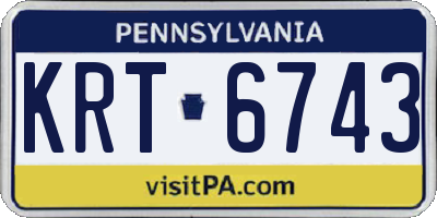 PA license plate KRT6743
