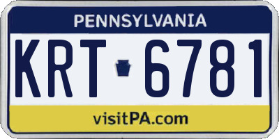 PA license plate KRT6781