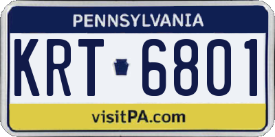 PA license plate KRT6801