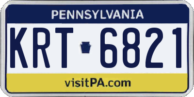 PA license plate KRT6821