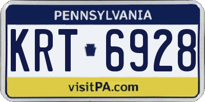 PA license plate KRT6928
