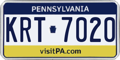 PA license plate KRT7020