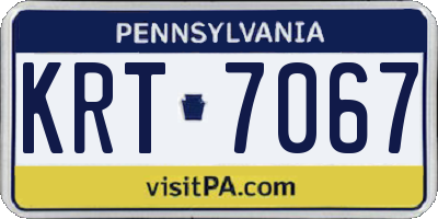 PA license plate KRT7067