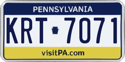 PA license plate KRT7071