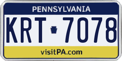 PA license plate KRT7078