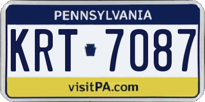 PA license plate KRT7087