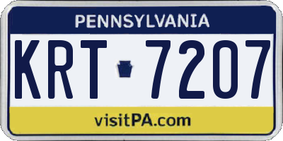 PA license plate KRT7207