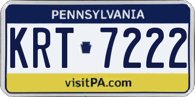 PA license plate KRT7222