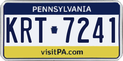PA license plate KRT7241