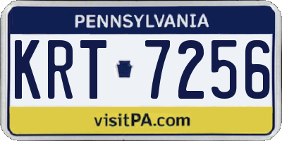 PA license plate KRT7256