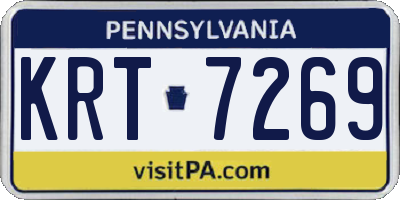 PA license plate KRT7269