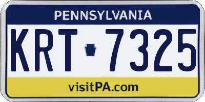 PA license plate KRT7325