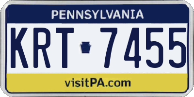 PA license plate KRT7455