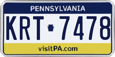 PA license plate KRT7478