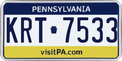 PA license plate KRT7533