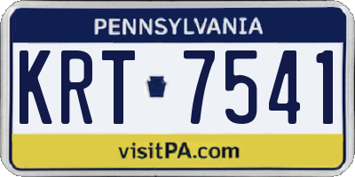 PA license plate KRT7541